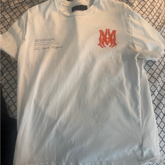 AMIRI White Tee with Bold Orange Logo - Picture 1 of 3
